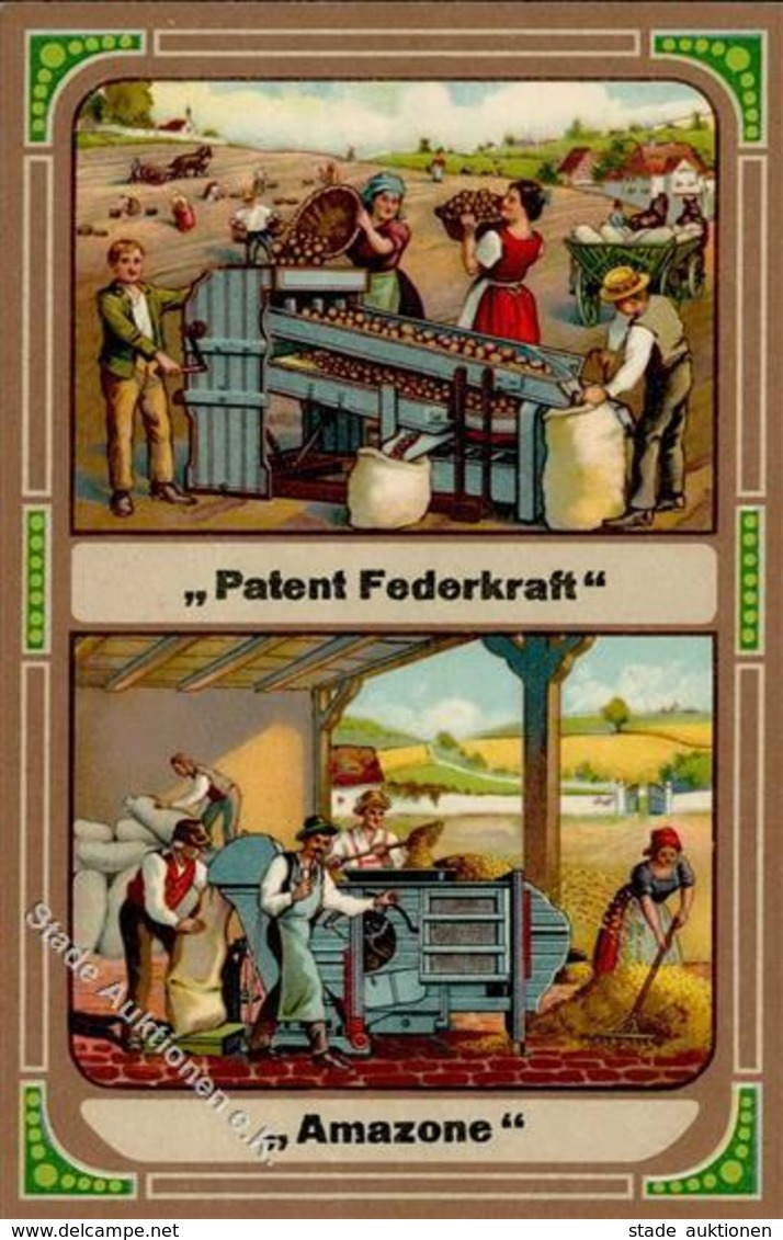 Landwirtschaft Maschine Patent Federkraft Amazone Werbe AK I-II Paysans - Ausstellungen