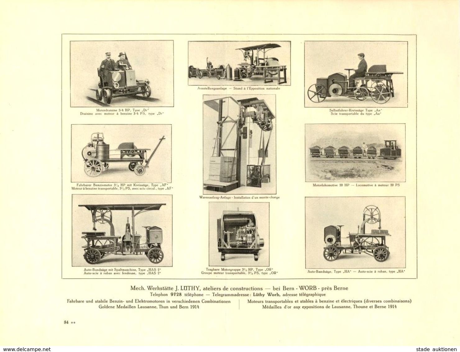 Landwirtschaft Maschinen Bern Mech. Werkstätte J. Luthy Musterblatt I-II Paysans - Ausstellungen