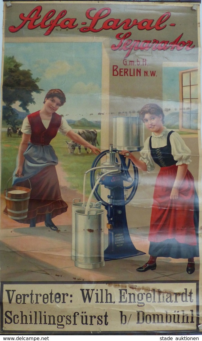 Landwirtschaft Plakat 44 X 74 Cm Alfa Laval Separator Berlin II (repariert, Eirisse, Fleckig) Paysans - Ausstellungen