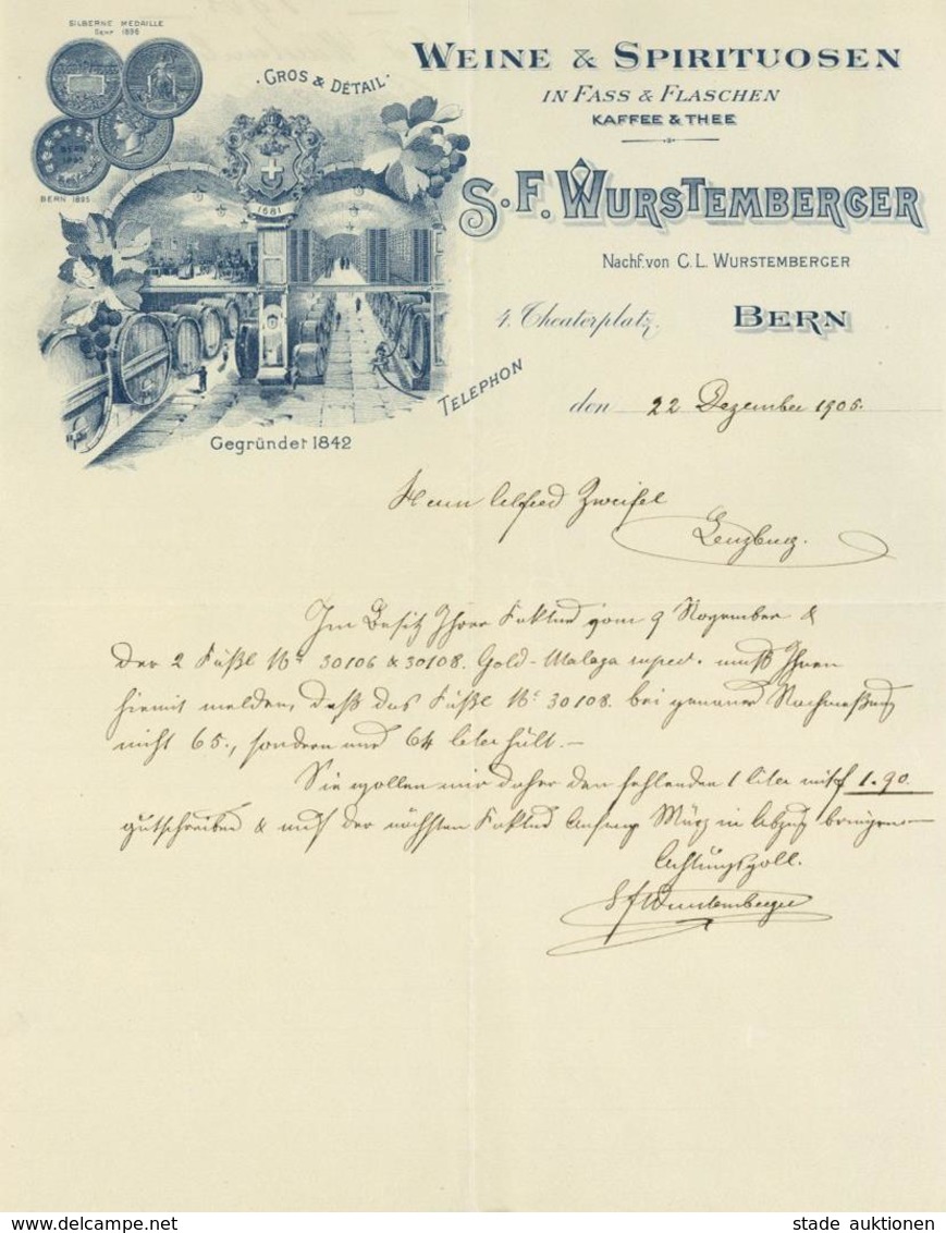 Wein Bern Schweiz S. F. Wurstemberger Schön Illustrierter Brief 1905 I-II Vigne - Ausstellungen
