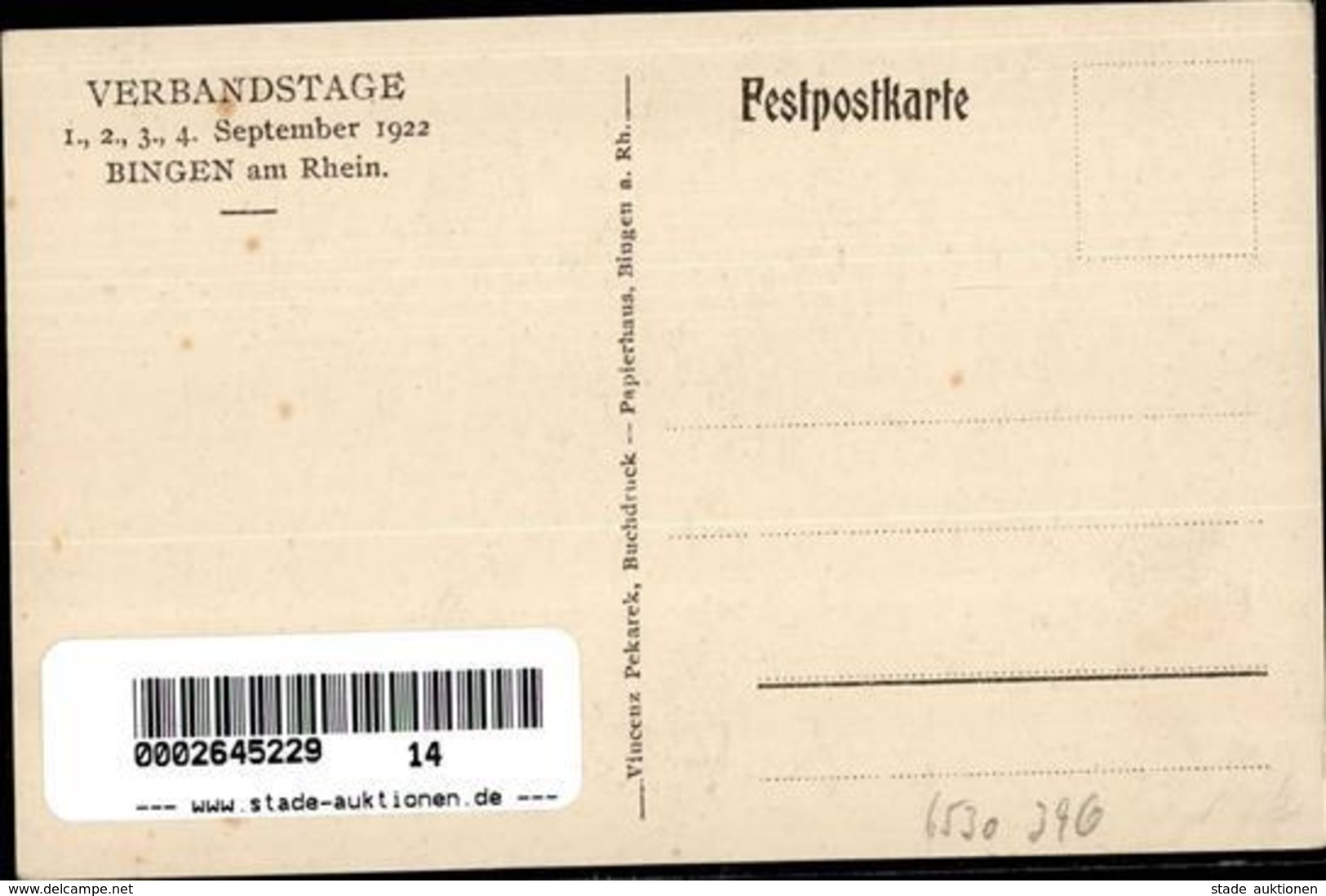 Wein Bingen (6530) Verbandstage I-II Vigne - Ausstellungen