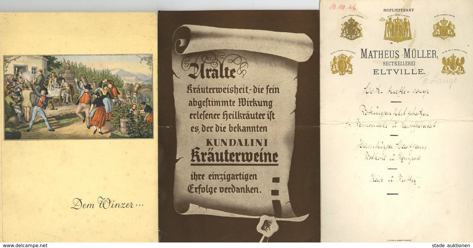 Wein Lot Mit 11 Teilen U. A. Literatur Flugblätter II (fleckig, Bug, Einrisse) Vigne - Ausstellungen