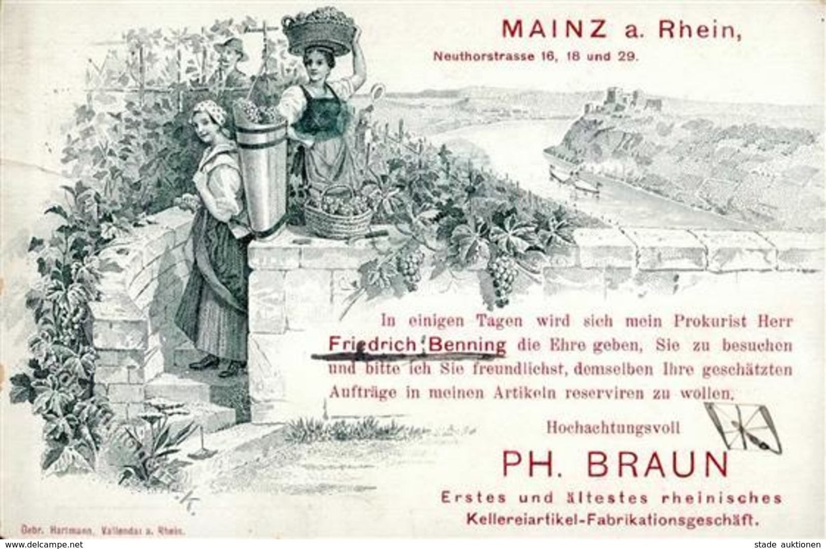 Wein Mainz (6500) Kellereiartikel Ph. Braun 1903 I-II Vigne - Ausstellungen