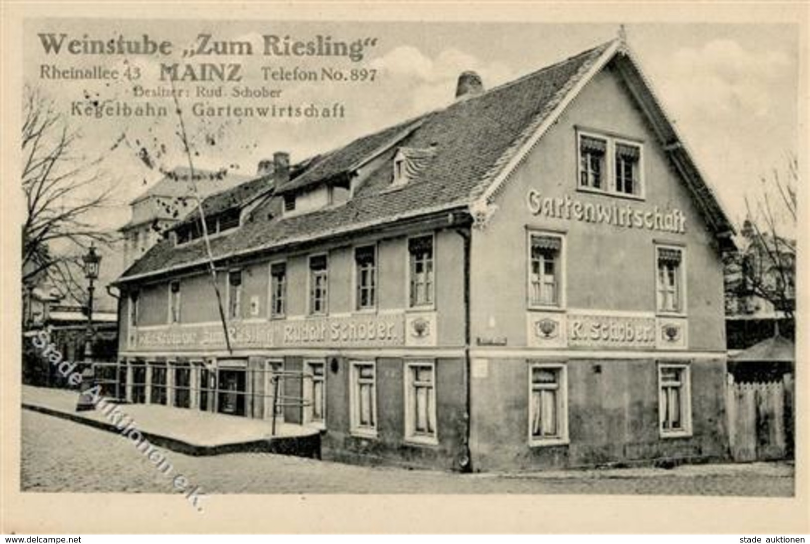 Wein Mainz (6500) Weinstube Zum Riesling 1916 I-II (fleckig) Vigne - Ausstellungen