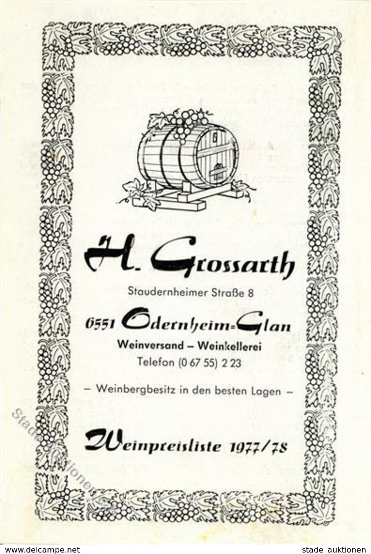 Wein Odernheim-Glan (6551) Weinpreisliste I-II Vigne - Ausstellungen