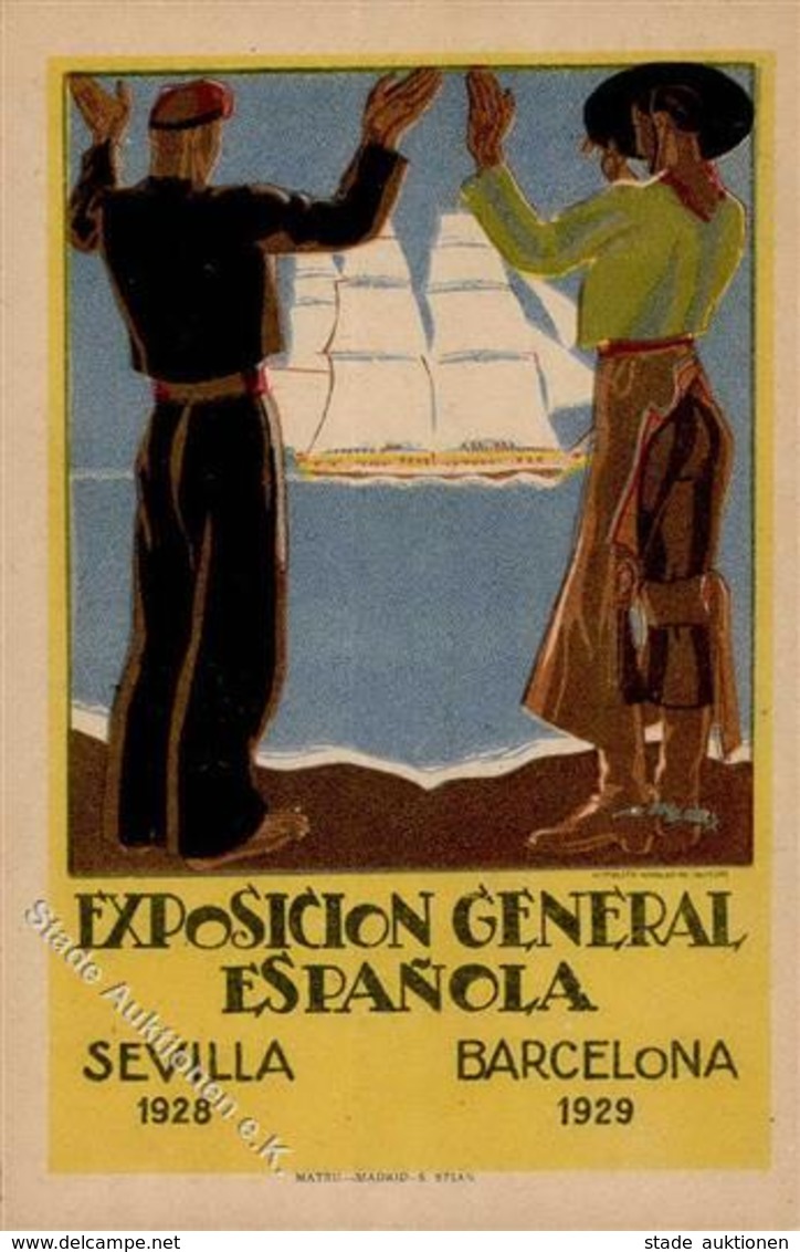 Ausstellung Exposicion General Spanien Sevilla U. Barcelona Künstlerkarte I-II Expo - Exhibitions