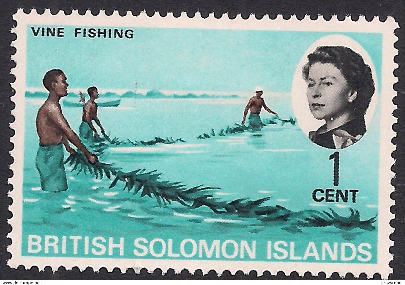 British Solomon Islands 1968 QE2 1ct Vine Fishing MM SG 166 ( L1070 ) - British Solomon Islands (...-1978)