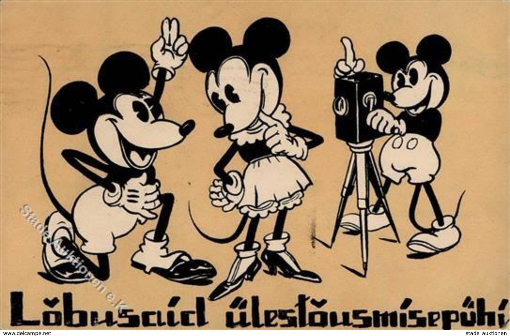 Walt Disney Micki Maus Kamera Künstlerkarte I-II - Sonstige & Ohne Zuordnung