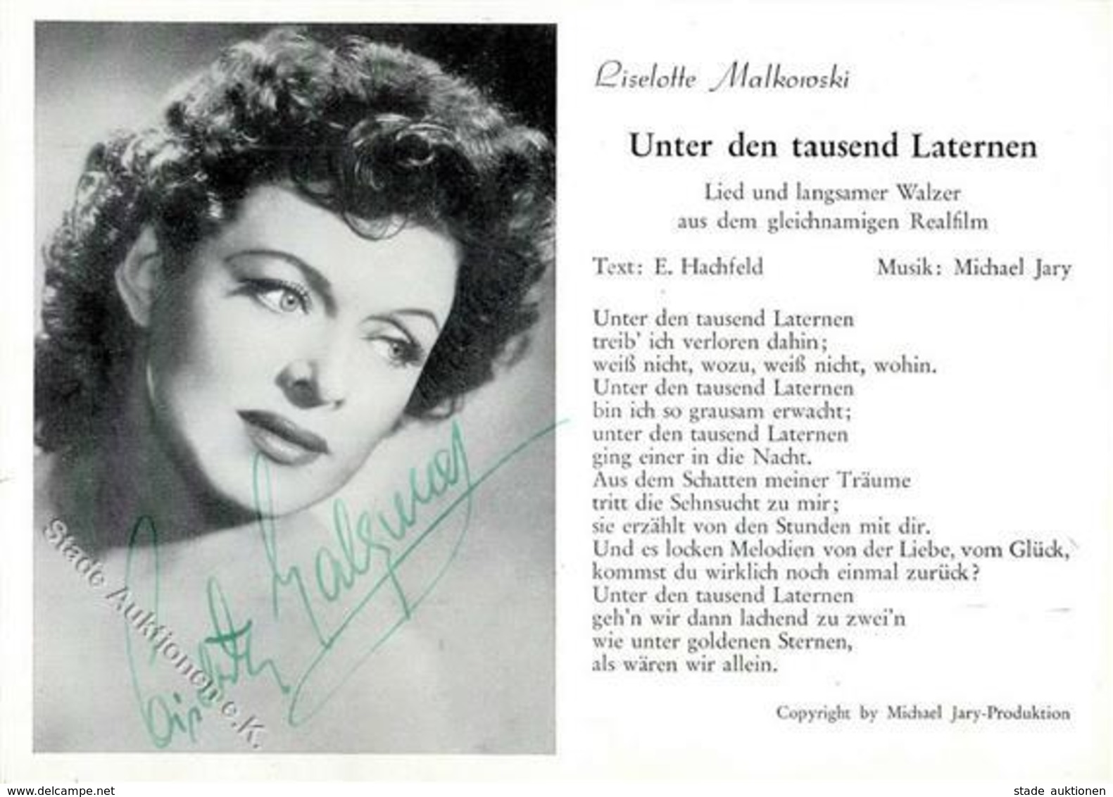 Schauspieler Malkowski, Liselotte Mit Autogramm Foto AK I-II (Klebereste RS) - Schauspieler