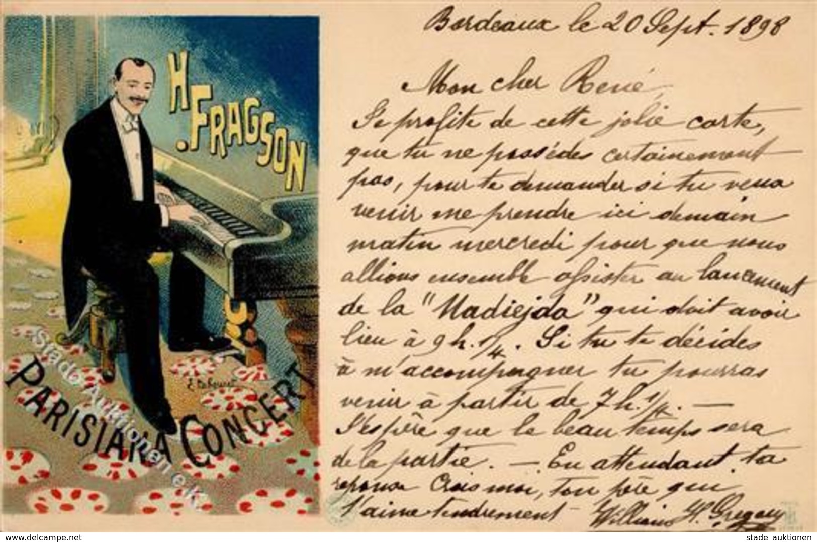 Klavier H. Fragson Parisiana Concert Künstlerkarte 1898 I-II - Unclassified