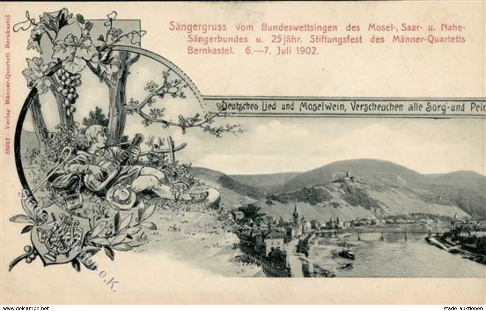 Sängerfest, Bernkastel, Bundeswettsingen, 6.-7.Juli 1902, Ungebraucht I-II - Musik Und Musikanten