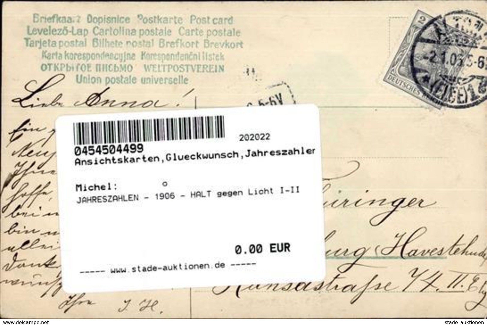 JAHRESZAHLEN - 1906 - HALT Gegen Licht I-II - Altri & Non Classificati