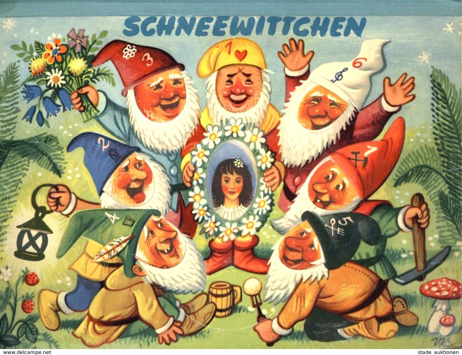 ZWERGE - Seltenes Color-KULISSENBUCH SCHNEEWITCHEN Und Die 7 ZWERGE - Verlag Artia 1957 I - Märchen, Sagen & Legenden