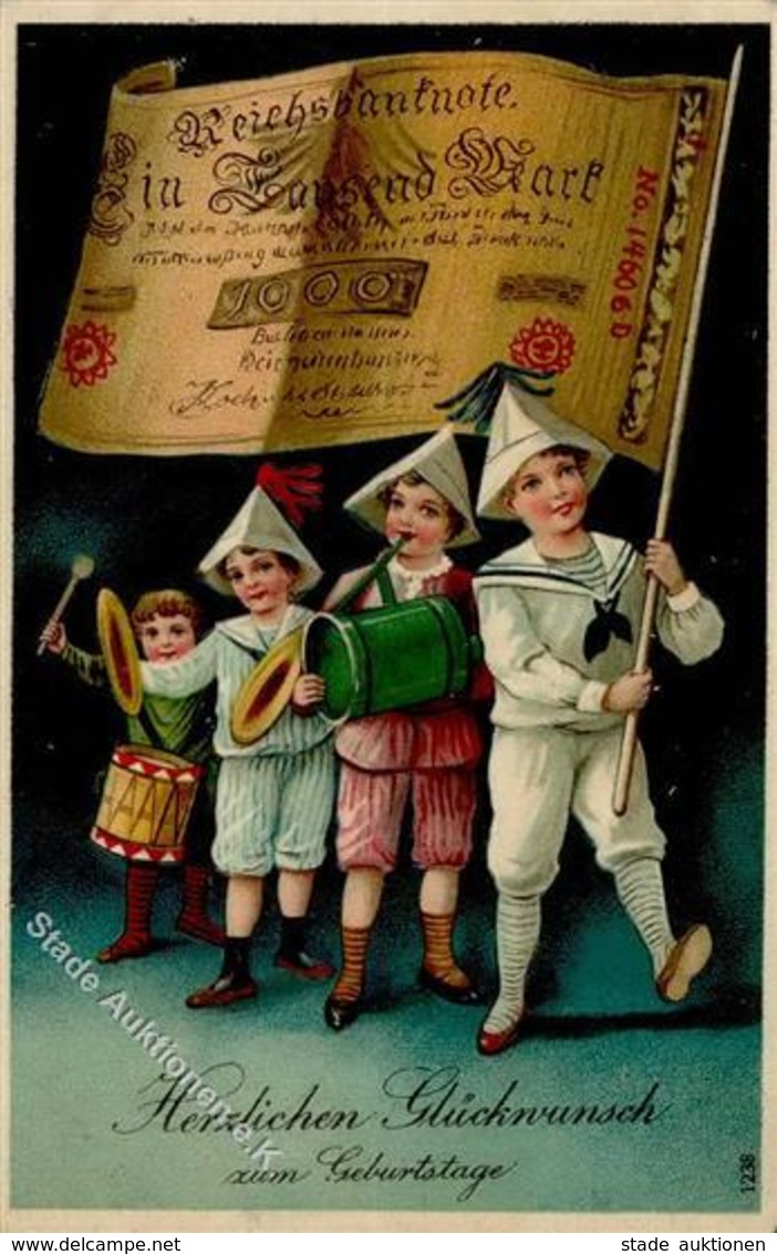 Geld Glückwunsch Kinder Prägedruck 1912 I-II Argent - Other & Unclassified