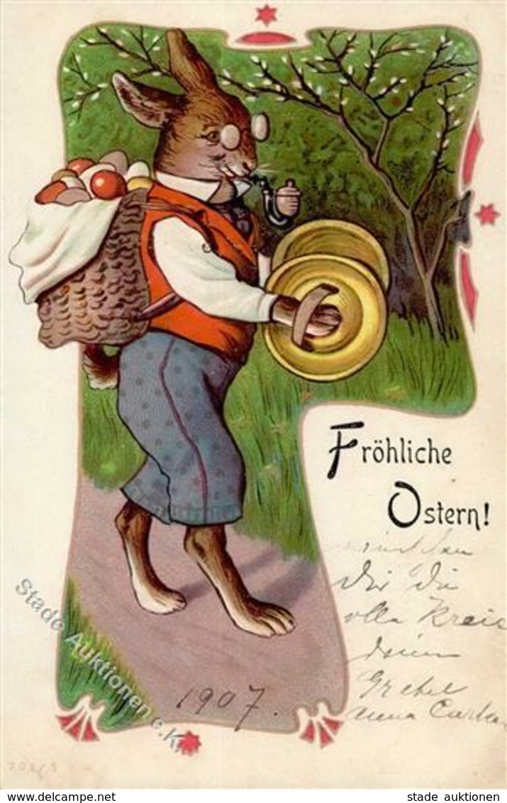 Ostern Hase Personifiziert Lithographie I-II Paques - Ostern