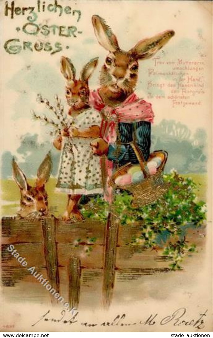 Ostern Hase Personifiziert Prägedruck 1904 I-II (Stauchung) Paques - Pascua