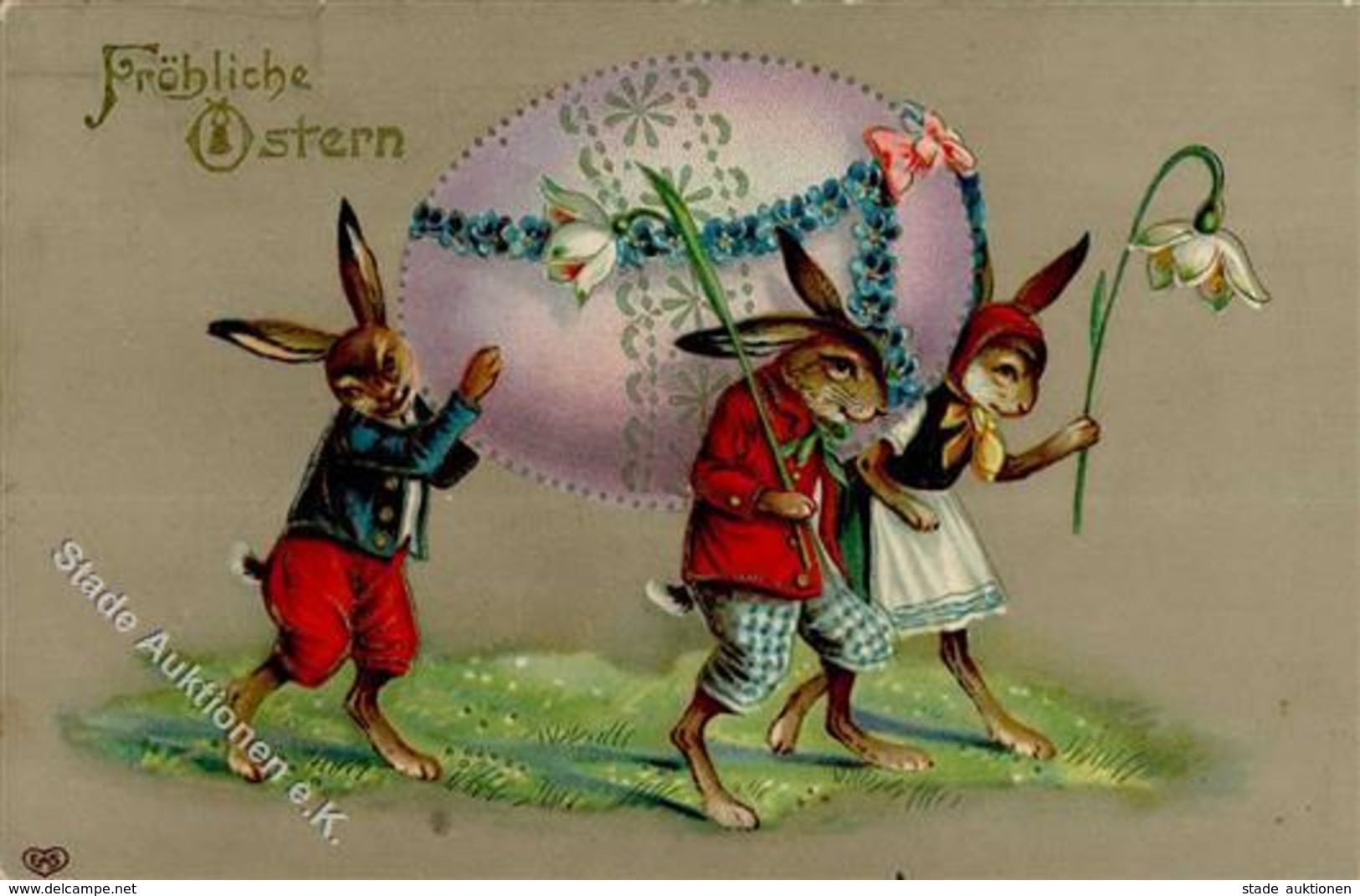 Ostern Hasen Personifiziert Prägedruck 1919 I-II Paques - Easter