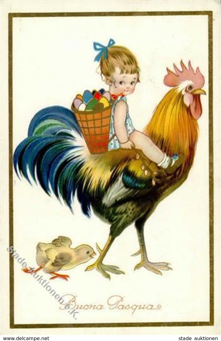 Ostern Kind Huhn I-II Paques - Ostern