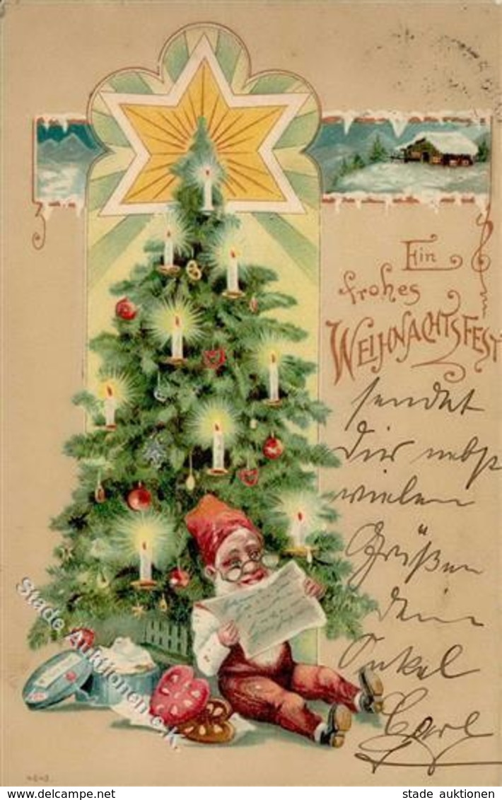 Weihnachten Zwerg  Prägedruck 1903 I-II Noel Lutin - Sonstige & Ohne Zuordnung