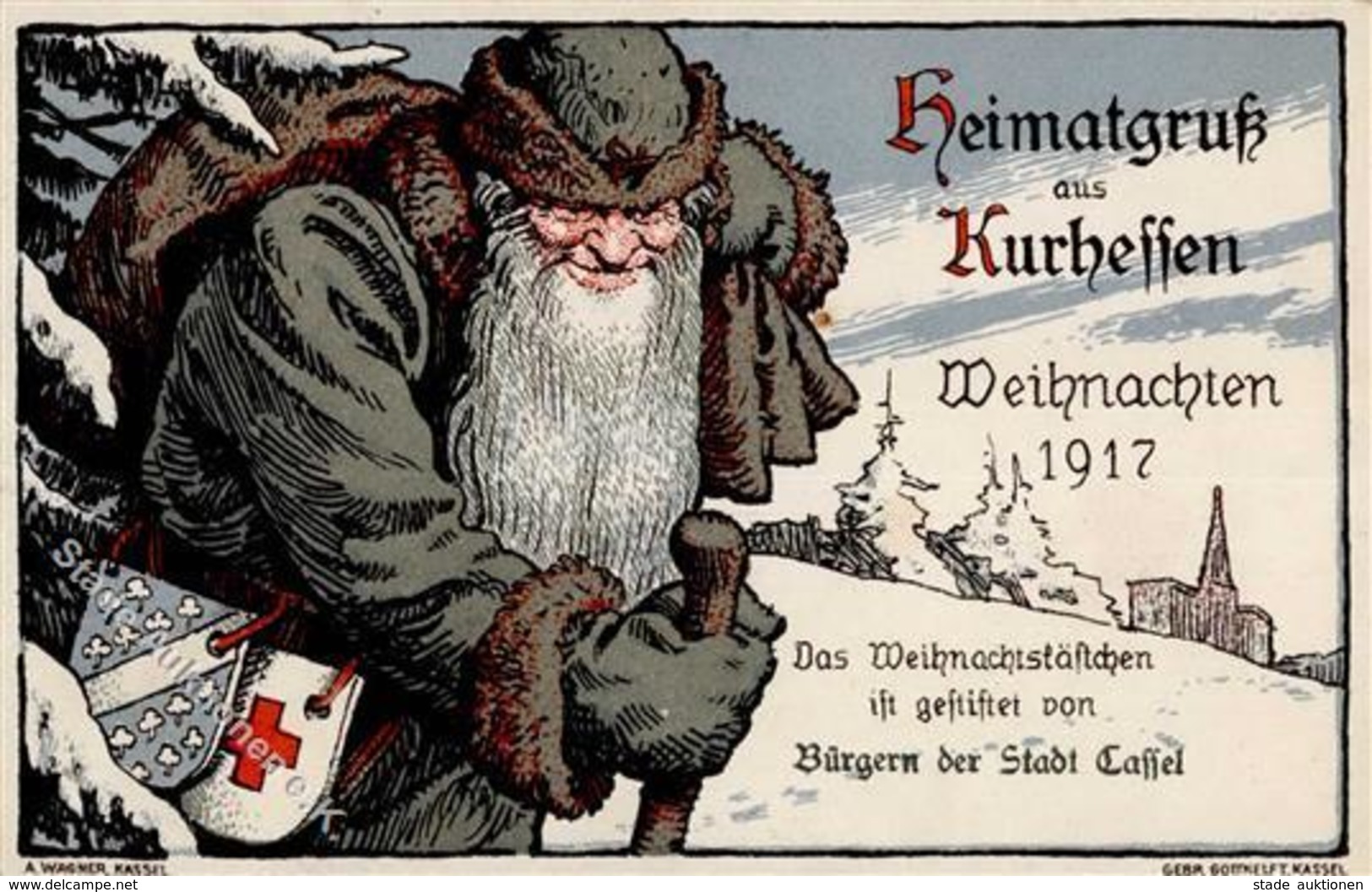 WEIHNACHTSMANN - Kurhessen WEIHNACHTEN 1917 - Künstlerkarte I - Santa Claus