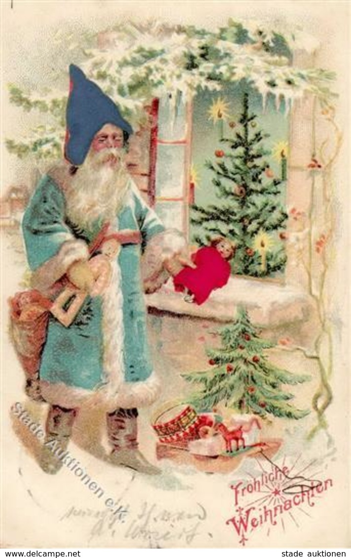 WEIHNACHTSMANN - Prägekarte Mit STOFF! Und Spielzeug I-II Jouet - Santa Claus