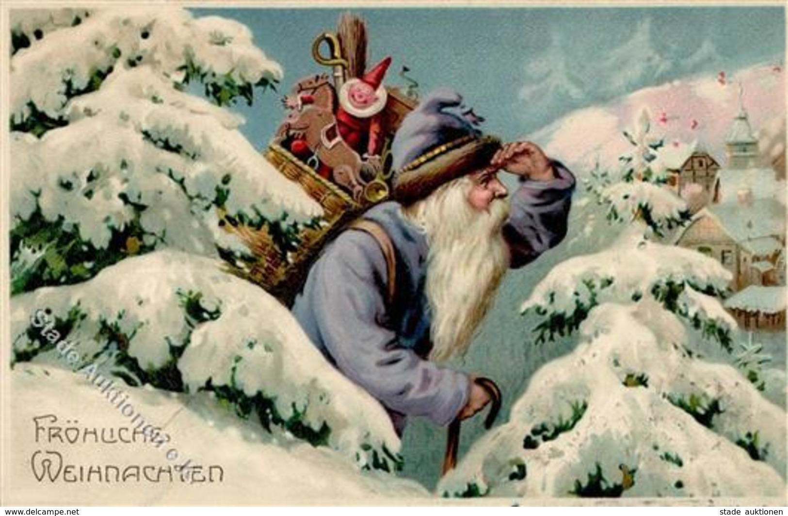 WEIHNACHTSMANN - Prägelitho Mit Spielzeug (2136) I Jouet - Santa Claus