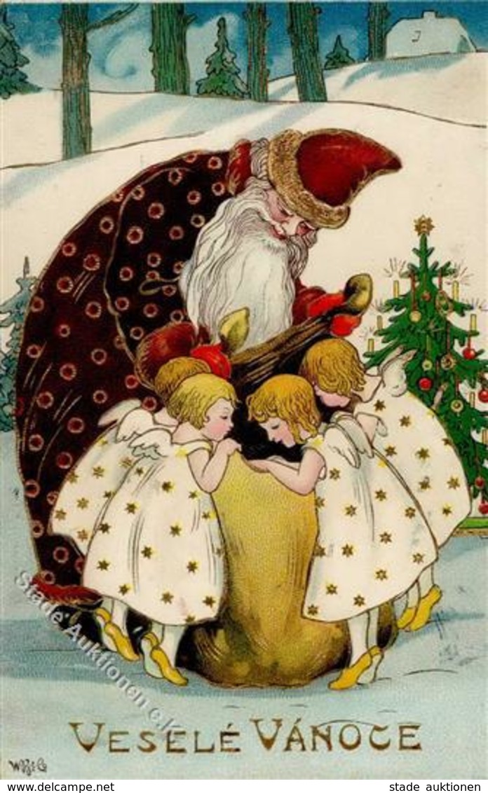 Weihnachtsmann Engel  Prägedruck 1912 I-II Pere Noel Ange - Kerstman