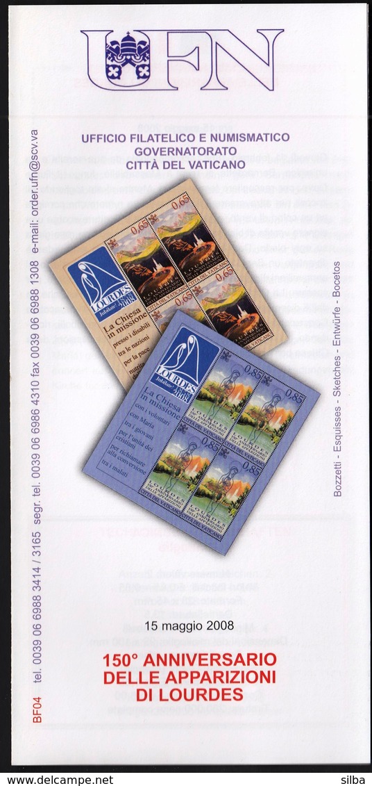 Vatican 2008 / 15th Ann. Of The Lourdes Apparations / Prospectus, Leaflet, Brochure - Storia Postale