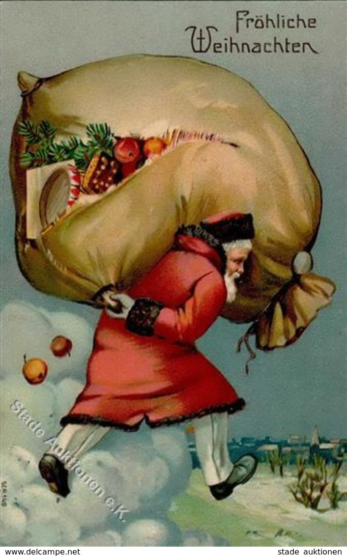 Weihnachtsmann Lebkuchen Trommel Äpfel 1907 I-II Pere Noel - Santa Claus