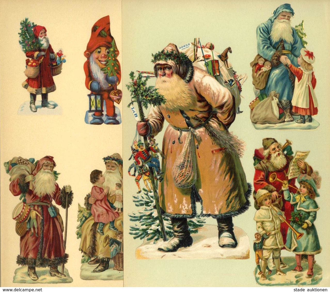 Weihnachtsmann Oblaten Lot Mit 10 Stück Und Ein Flyer Ca. 1899 I-II Pere Noel - Santa Claus