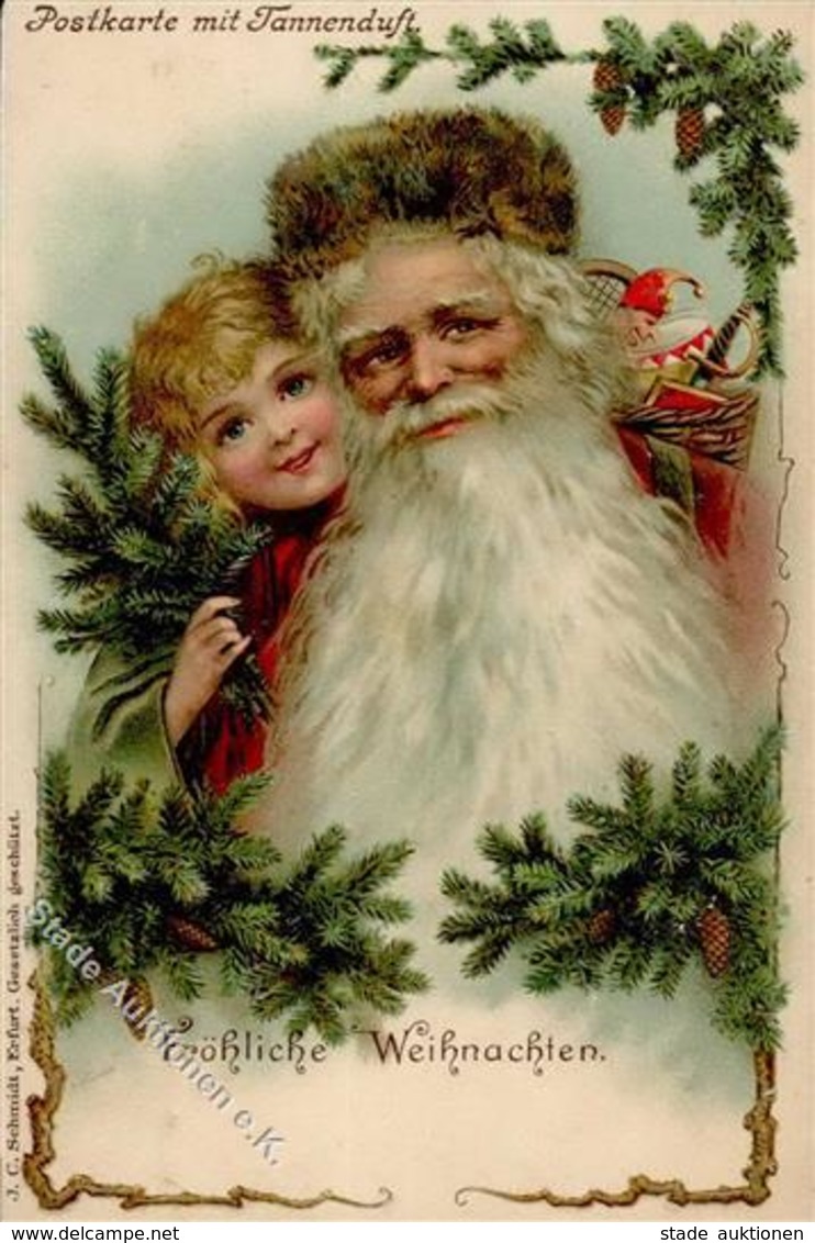 Weihnachtsmann Tannenduft Kind Lithographie I-II Pere Noel - Santa Claus