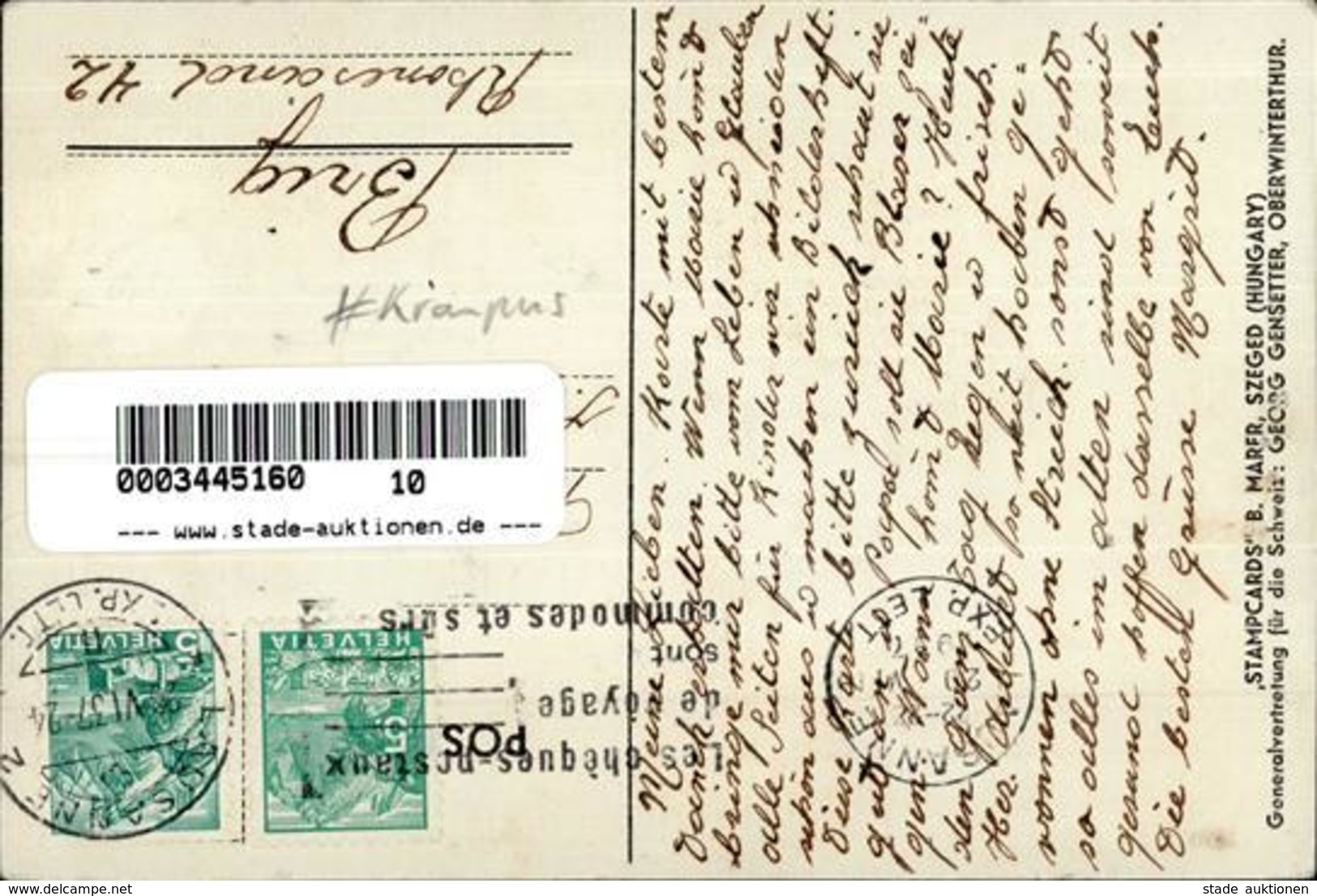 Krampus Briefmarken Collage Künstlerkarte I-II (fleckig) - Other & Unclassified
