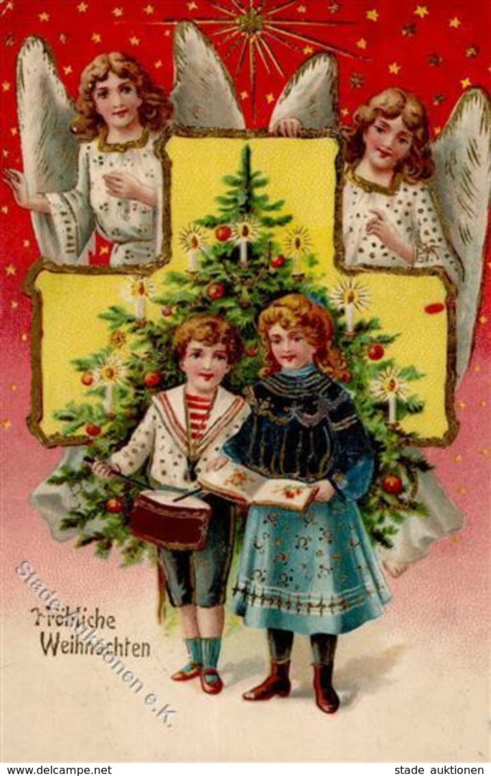 Engel Kinder Weihnachten  Prägedruck 1905 I-II Noel Ange - Sonstige & Ohne Zuordnung