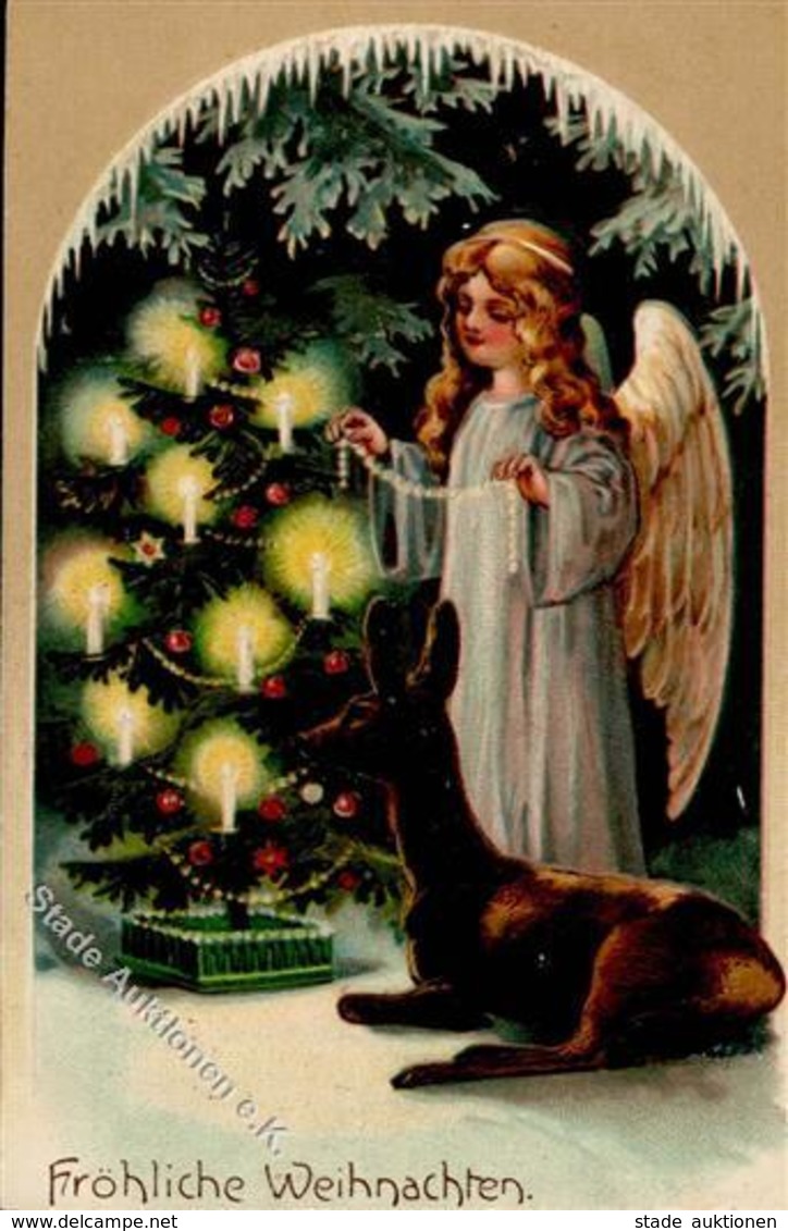 Engel Reh Weihnachten  Prägedruck 1914 I-II Noel Ange - Sonstige & Ohne Zuordnung