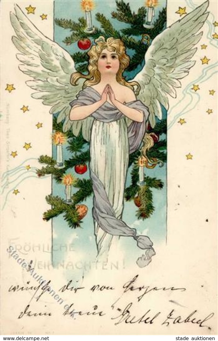 Engel Weihnachten Lithographie 1900 I-II Noel Ange - Other & Unclassified