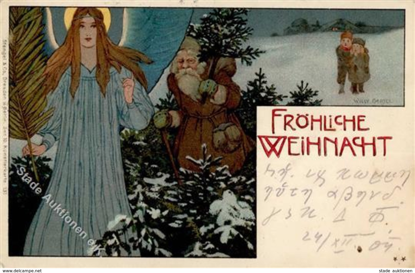 Engel Weihnachten Sign. Oertel, Willy Künstlerkarte 1904 I-II Noel Ange - Other & Unclassified