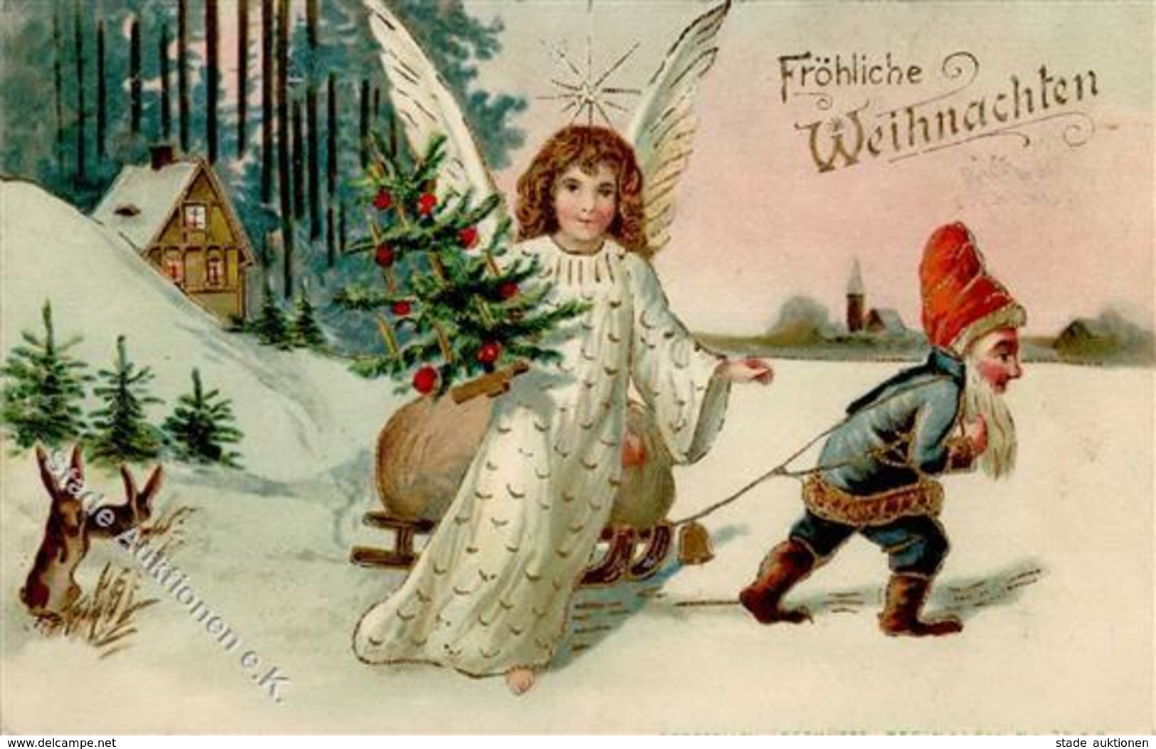 Engel Zwerg Weihnachten  Prägedruck I-II Noel Lutin Ange - Sonstige & Ohne Zuordnung