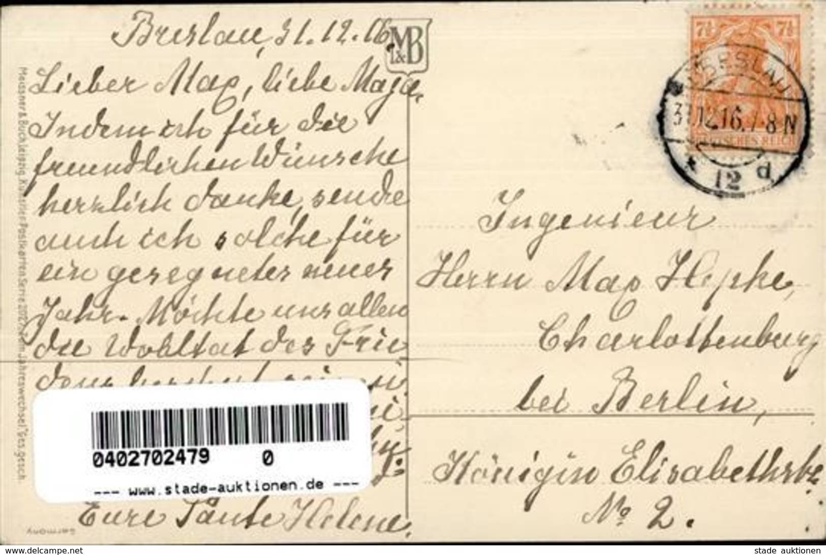 Baumgarten, Fritz Kind Mond Neujahr Künstlerkarte 1916 I-II Bonne Annee - Baumgarten, F.