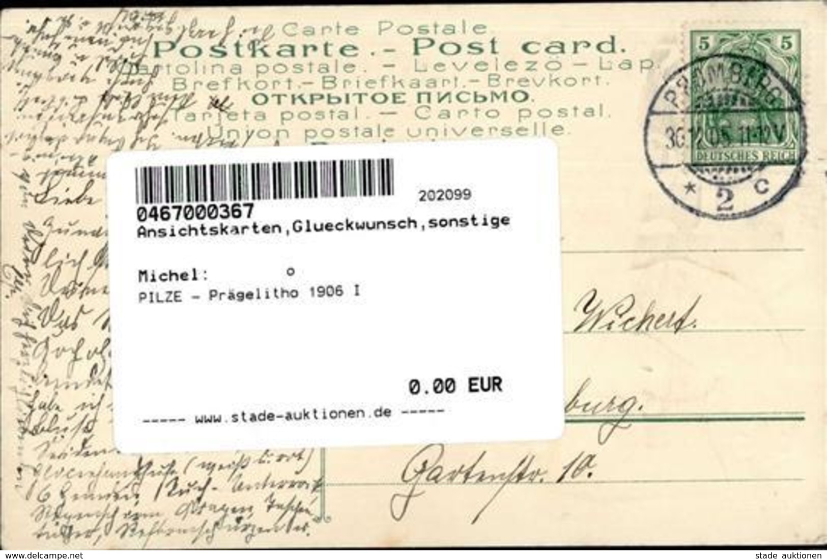 PILZE - Prägelitho 1906 I - Baumgarten, F.