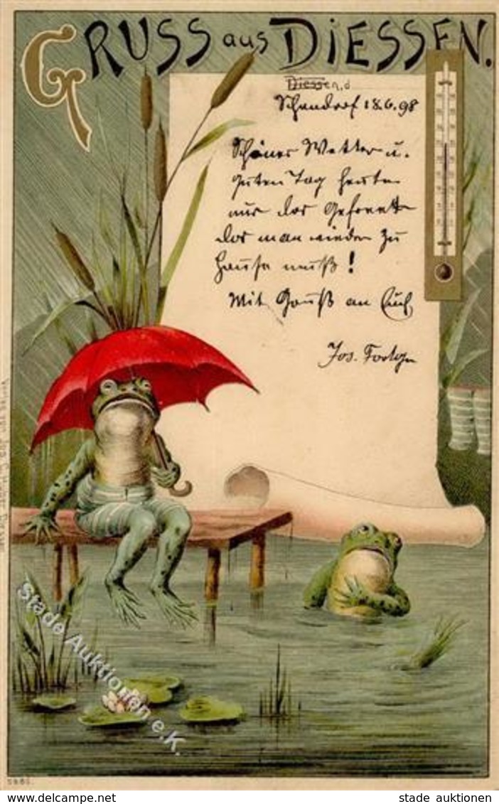 Frosch Personifiziert  Lithographie 1898 I-II Grenouille - Autres & Non Classés