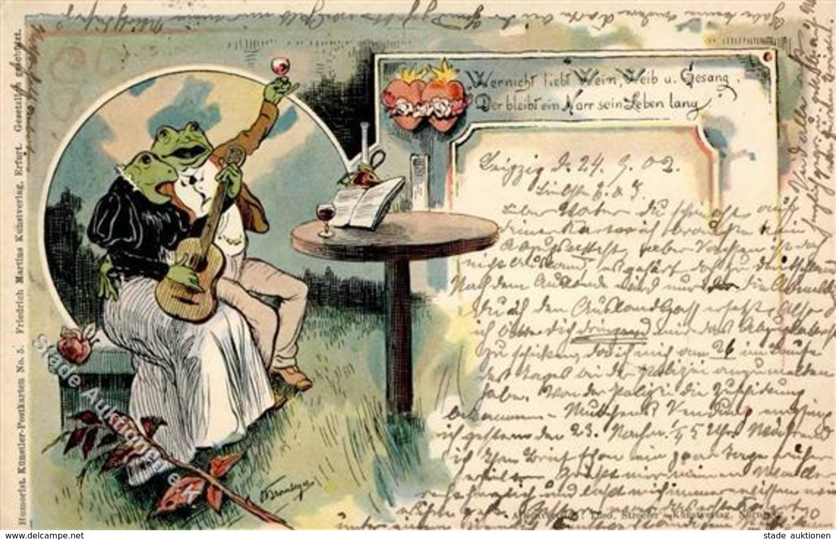 Frosch Personifiziert Künstlerkarte 1902 I-II Grenouille - Autres & Non Classés