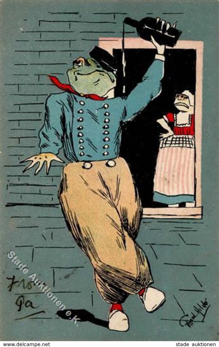 Frosch Personifiziert Künstlerkarte 1904 I-II Grenouille - Altri & Non Classificati