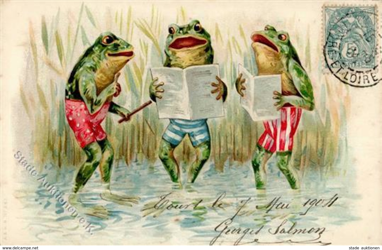 Frosch Personifiziert Lithographie 1904 I-II Grenouille - Sonstige & Ohne Zuordnung