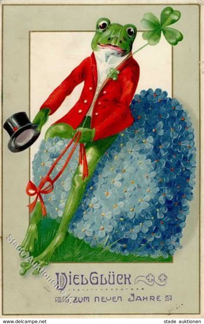 Frosch Personifiziert Neujahr  Prägedruck 1910 I-II (kleiner Einriss) Bonne Annee Grenouille - Altri & Non Classificati