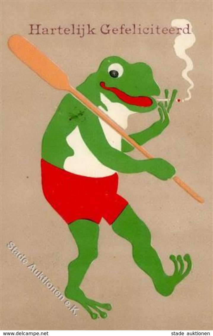 Frosch Personifiziert Prägedruck 1917 I-II Grenouille - Altri & Non Classificati