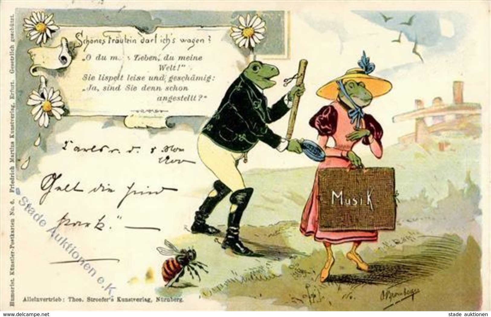 Frosch Personifiziert Sign. Bromberger Künstlerkarte 1900 I-II Grenouille - Otros & Sin Clasificación