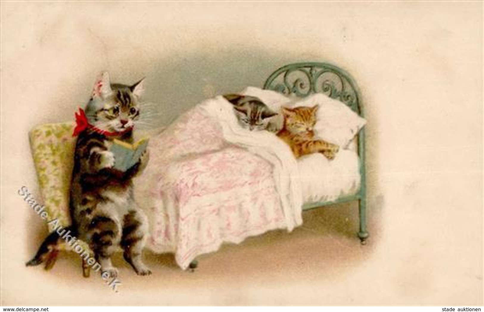 Katze Personifiziert Lithographie 1905 I-II Chat - Katzen