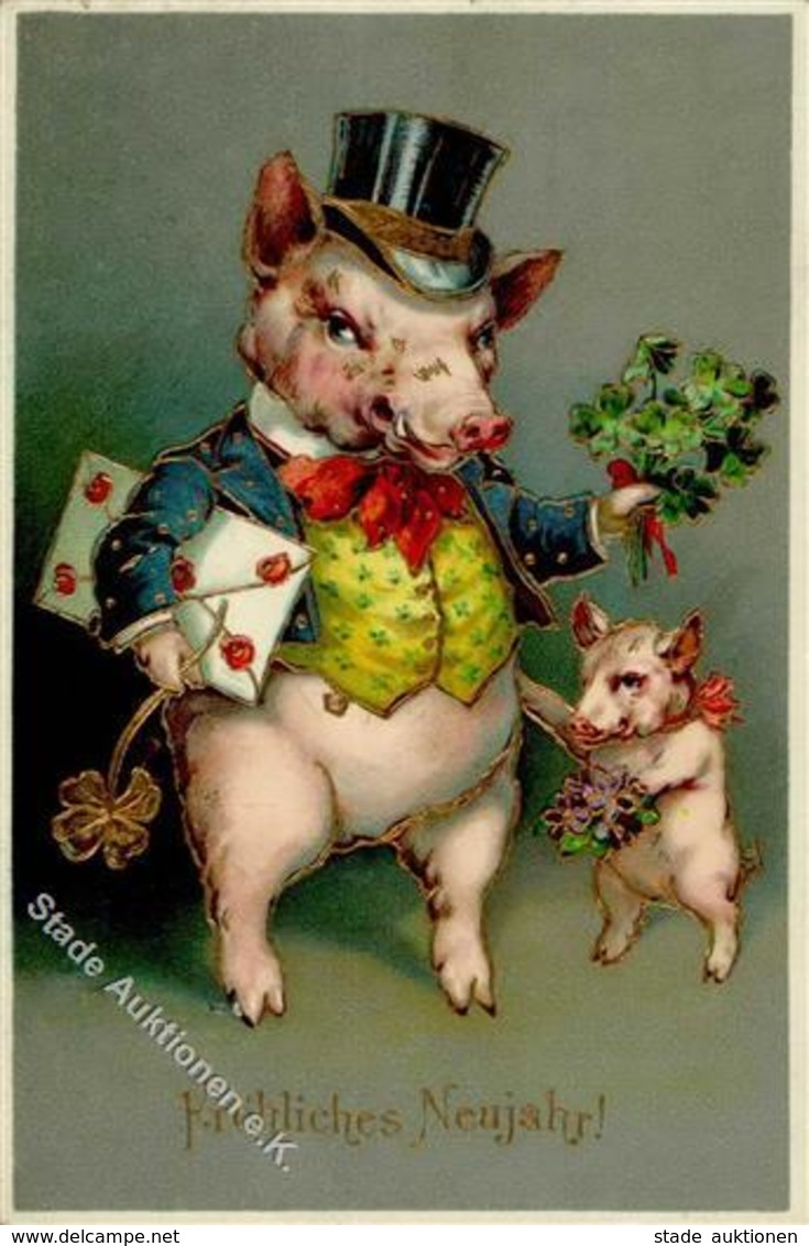 Schwein Personifiziert Neujahr  Prägedruck 1909 I-II Cochon Bonne Annee - Other & Unclassified