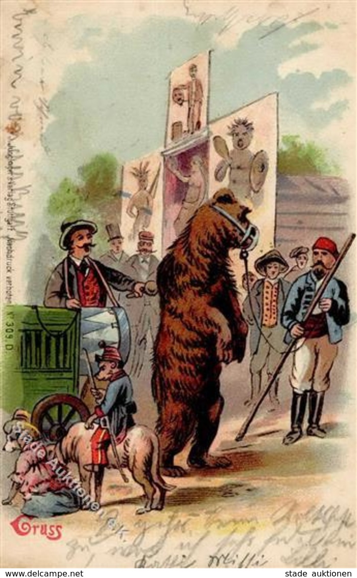 Tanzbär Lithographie 1900 I-II (fleckig) Our - Sonstige & Ohne Zuordnung