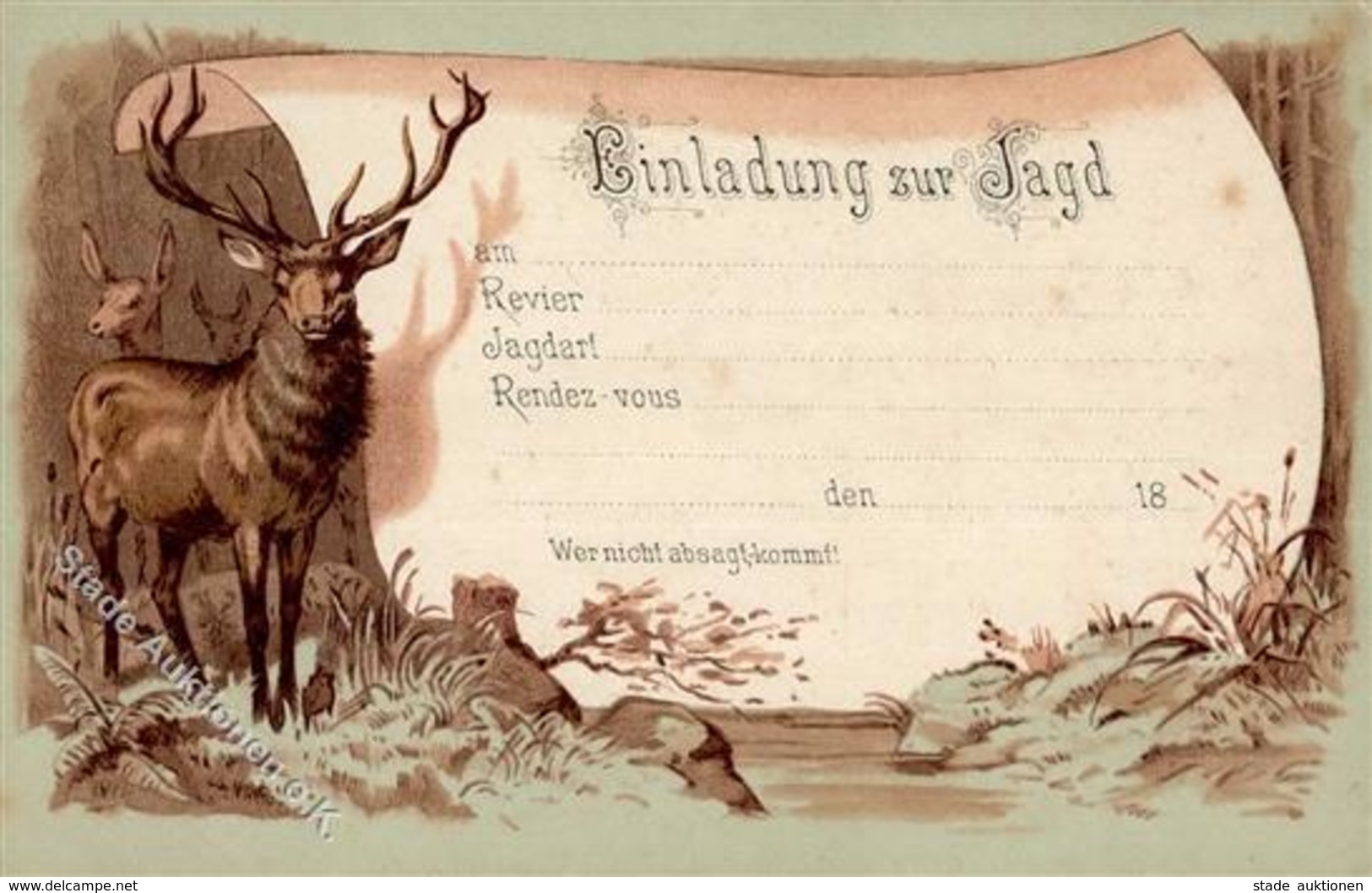 Jagd Waffen Einladung Litho I-II Chasse - Other & Unclassified